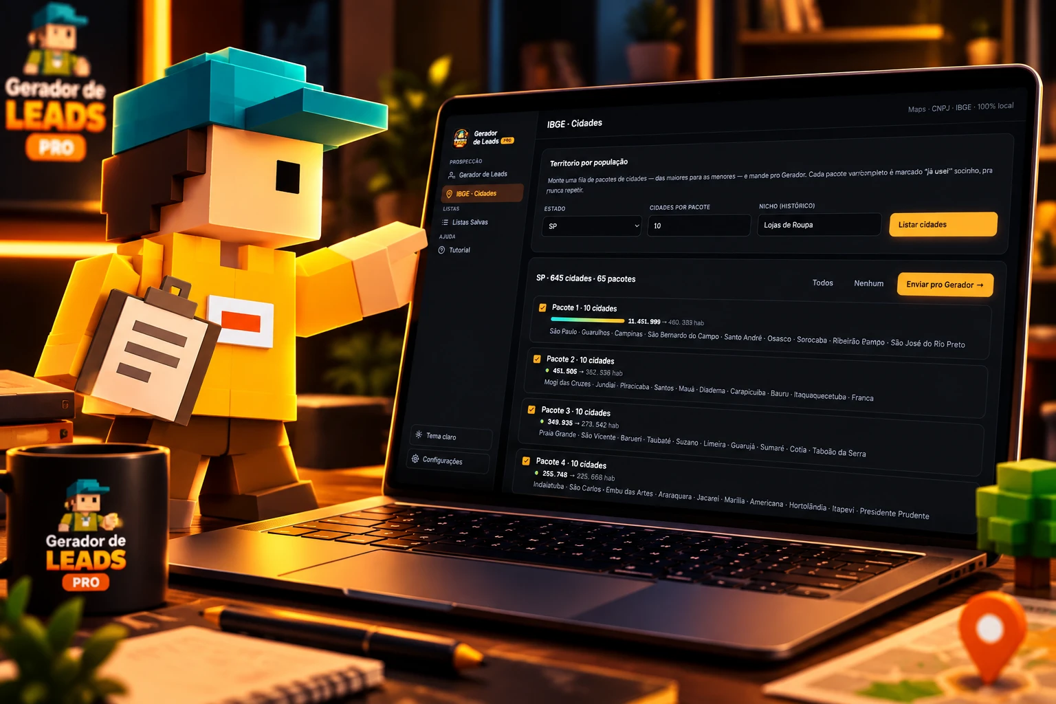 Gerador de Leads PRO em uso no computador
